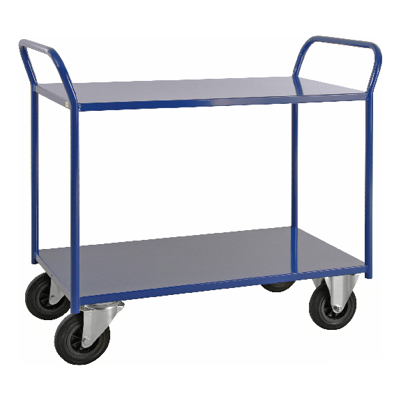 Etagenwagen voll verschweisst in blau mit 2 Böden 940x440mm Ladefläche mit Bremse-Beschreibung lesen
