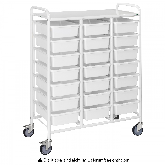 Kisten- und Tablettwagen 950x420x1205mm mit 21 Böden und Bremse Kisten- und Tablettwagen 950x420x1205mm mit 21 Böden und Bremse-Beschreibung lesen