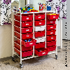 Kisten- und Tablettwagen 950x420x1205mm mit 21 Böden und Bremse