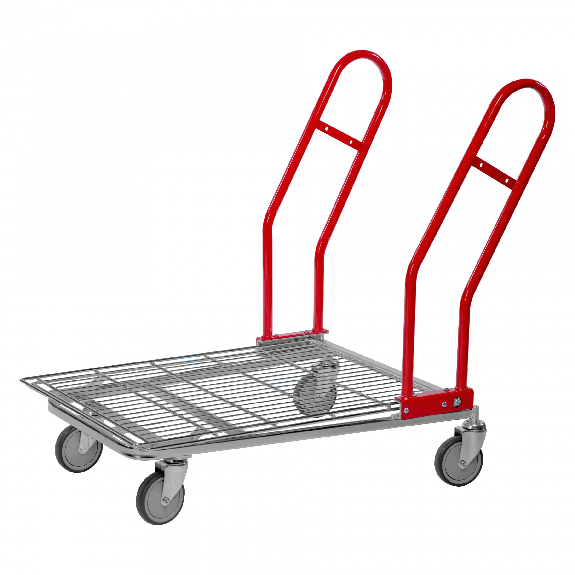 Kongamek Grossgüterwagen, stapelbar 1170x700x980mm mit Maschenboden 200kg Tragkraft Gummi Ø125mm-Beschreibung lesen