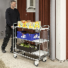 Bordwagen verzinkt mit 3 laminierten Böden 1195x470mm und vergitterten Stirnwänden und Bremse