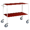 Tischwagen voll verschweißt mit pulverbeschichtetem Rahmen 1000x580x850mm in rot mit Bremse