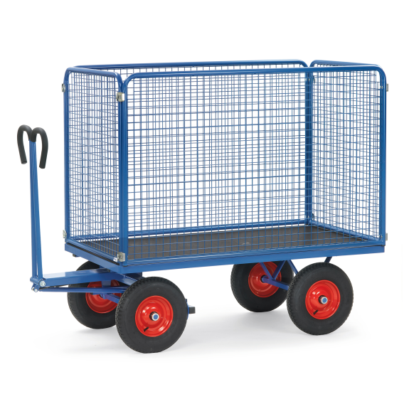 Handpritschenwagen 700kg Tragkraft mit Drahtgitterwänden 1000 mm Handpritschenwagen 700kg Tragkraft mit Drahtgitterwänden 1000 mm-Beschreibung lesen