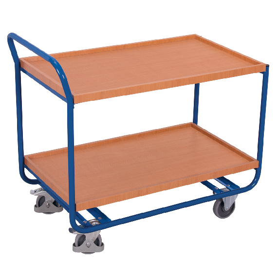Voiture de table en acier avec poignée coulissante, 2 tiroirs et 2 zones de chargement 985x595 mm-Leggi tutto
