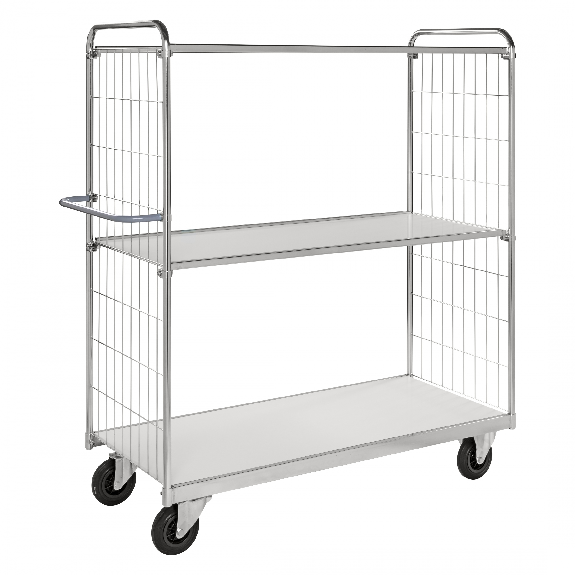 Bordwagen verzinkt mit 3 laminierten Böden 1000x600mm vergitterte Stirnwände mit Bremse Bordwagen verzinkt mit 3 laminierten Böden 1000x600mm vergitterte Stirnwände mit Bremse-Beschreibung lesen