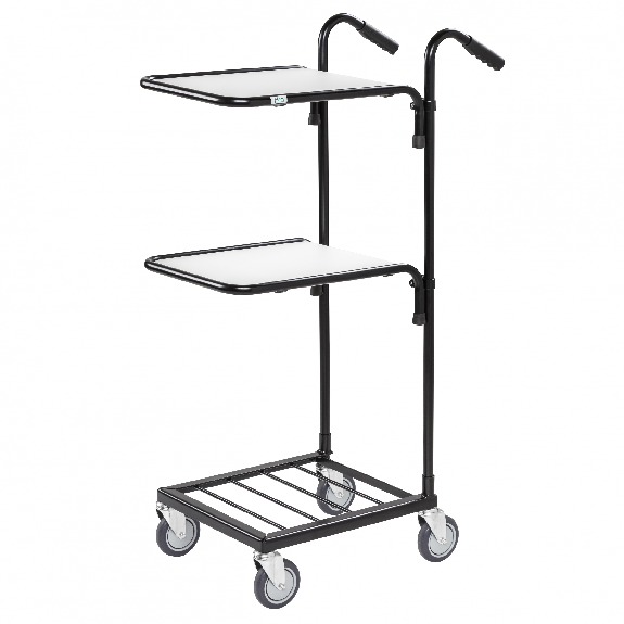 Kongamek Mini- Servierwagen in schwarz mit 2 Ladeflächen 410x355mm ohne Bremse-Beschreibung lesen