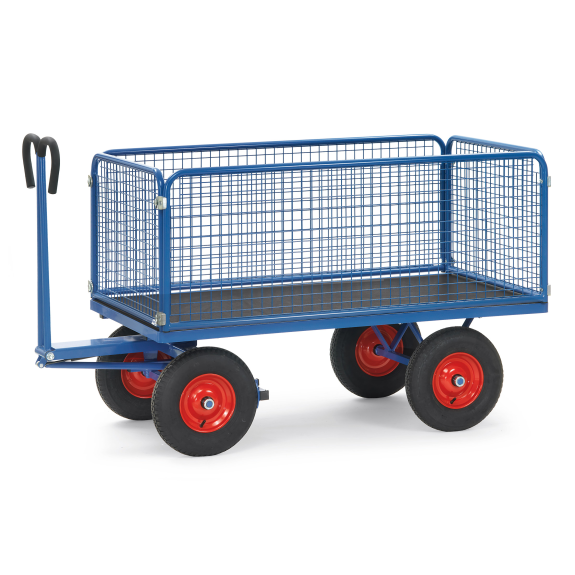 Handpritschenwagen mit Drahtgitterwänden 600 mm hoch, Luft-Bereifung, 1600x900 mm Handpritschenwagen mit Drahtgitterwänden 600 mm hoch, Luft-Bereifung, 1600x900 mm-Beschreibung lesen
