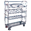 Etagenwagen mit Seiten aus Drahtgitter, Rohrschiebegriff und 3 neigbaren verzinkten Etagenboden 1355x550mm