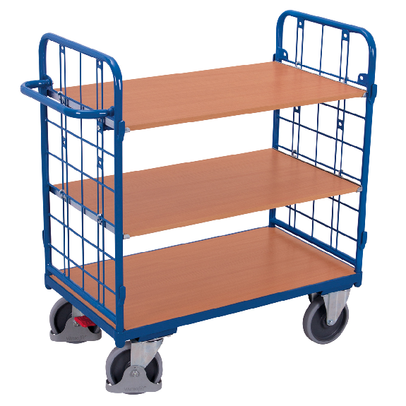 Etagenwagen, niedrig, Stirnwände vergittert mit 3 Etagen 1200x800mm-Beschreibung lesen