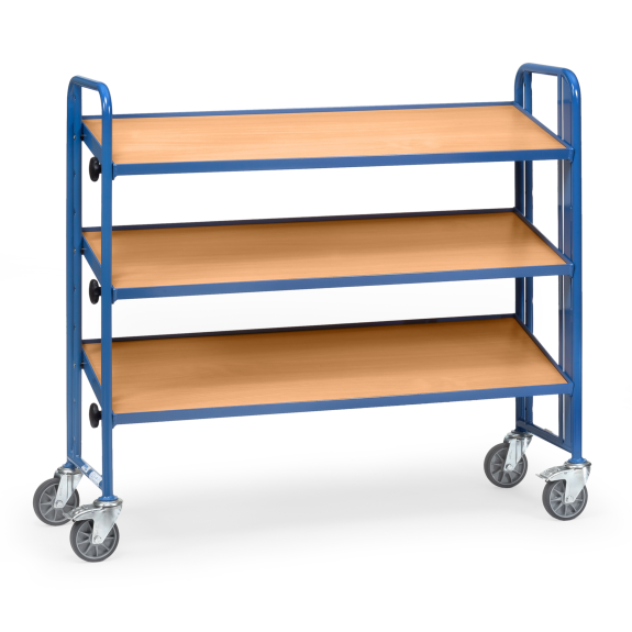 Carrello di montaggio con 3 ripiani inclinabili in materiale a base di legno, senza casse-Leggi tutto