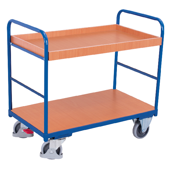 Etagenwagen, niedrig mit 2 Ladeflächen und Rand 965x655mm Etagenwagen, niedrig mit 2 Ladeflächen und Rand 965x655mm-Beschreibung lesen