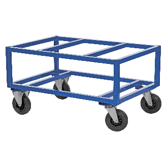 Palettenwagen in blau 650mm hoch mit Bremse für Euro-Paletten 1200x800mm-Beschreibung lesen