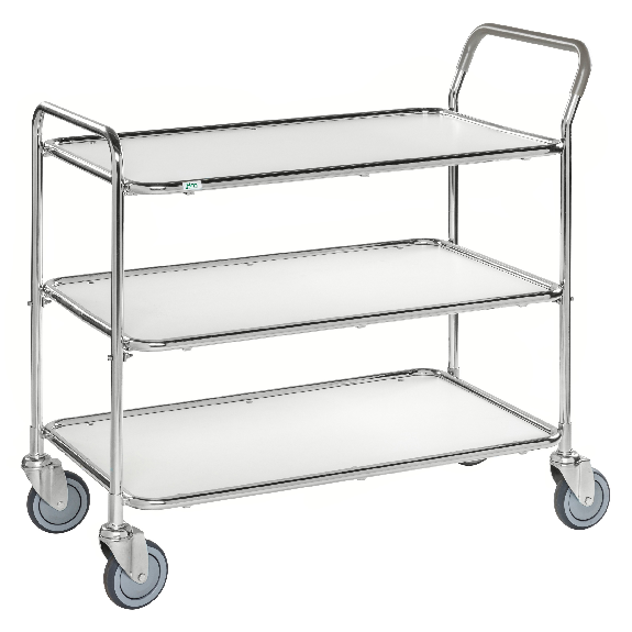 Tischwagen mit verzinktem Rahmen 3 Etagen 850x508mm Ladefläche in weiss Tischwagen mit verzinktem Rahmen 3 Etagen 850x508mm Ladefläche in weiss-Beschreibung lesen