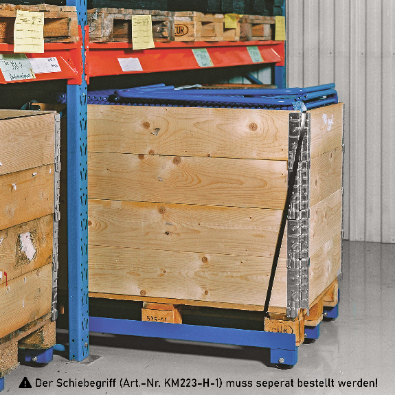 Kongamek Palettenwagen in blau 150mm hoch 1000kg Tragkraft für EUR-Paletten 1200x800mm-Beschreibung lesen