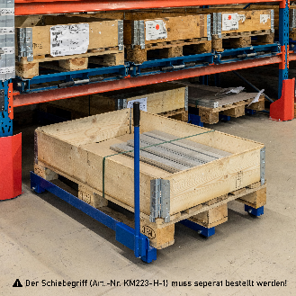 Kongamek Palettenwagen in blau 150mm hoch 1000kg Tragkraft für EUR-Paletten 1200x800mm-Beschreibung lesen