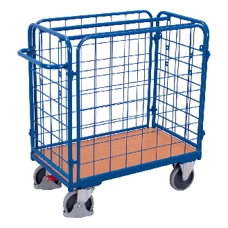 Paket-Vierwandwagen, niedrig, seitlich vergittert Ladefläche 1000x600mm-Beschreibung lesen