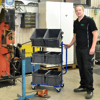 Euro-Kistenwagen 660x410x1850mm verzinkt mit 2 schwenkbaren Rahmen offen mit Bremse-Beschreibung lesen