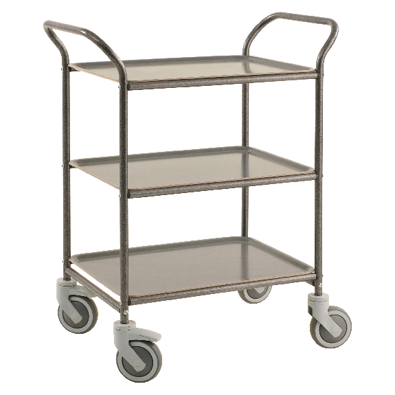 Tablet Car 770x495x960mm anthracite Gris Powder -coated avec freins et 3 plateaux en gris-Leggi tutto