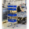 Kistenwagen 460x590x1880mm verzinkt mit 8 Böden mit Bremse