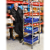 Kistenwagen 460x590x1880mm verzinkt mit 8 Böden mit Bremse