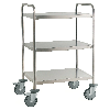 Edelstahl-Tischwagen vollständig geschweißt mit Schiebegriffen, 3 Ladeflächen 625x415mm