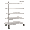 Etagenwagen mit 5 Böden 900x440mm pulverbeschichtet und verzinkt 24mm Rand ohne Bremse