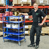 Etagenwagen mit 5 Böden 900x440mm pulverbeschichtet und verzinkt 24mm Rand ohne Bremse