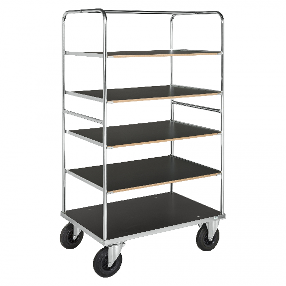 Multi-Etagenwagen, verzinkt 1200x800x1800mm mit 5 Etagen, Gummibereifung und Bremse-Beschreibung lesen