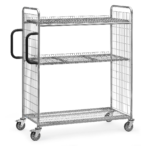 Kommissionierwagen 1250x610mm aus Drahtschweißgitter, 1825mm hoch mit 4 Gitterböden-Beschreibung lesen