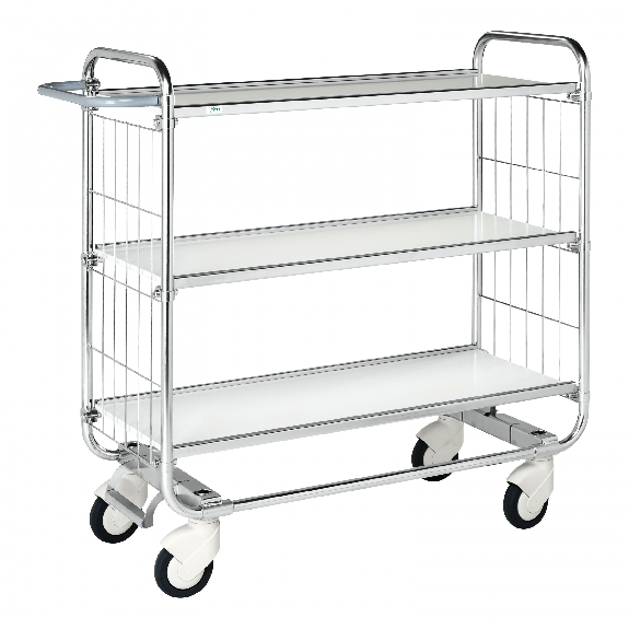 Bordwagen verzinkt mit 3 laminierten Böden 1000x425mm und Bremse Bordwagen verzinkt mit 3 laminierten Böden 1000x425mm und Bremse-Beschreibung lesen