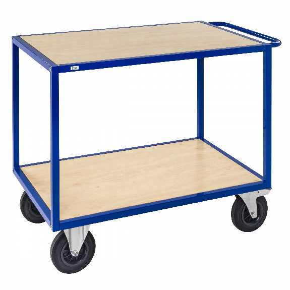 Tischwagen in blau 1200x680x934mm in Holzoptik mit Schiebegriff, Gummibereifung und Bremse Tischwagen in blau 1200x680x934mm in Holzoptik mit Schiebegriff, Gummibereifung und Bremse-Beschreibung lesen