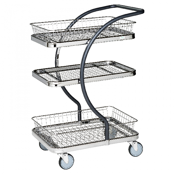 C-Line Einkaufswagen in grau 595x360mm mit 3 Etagen, 2 Körben und Bremse C-Line Einkaufswagen in grau 595x360mm mit 3 Etagen, 2 Körben und Bremse-Beschreibung lesen