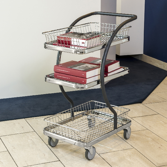 C-Line Einkaufswagen in grau 595x360mm mit 3 Etagen, 2 Körben und Bremse C-Line Einkaufswagen in grau 595x360mm mit 3 Etagen, 2 Körben und Bremse-Beschreibung lesen