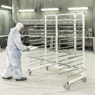 Trockenwagen in blau 460x500x1200mm mit Auflagerohren-Beschreibung lesen