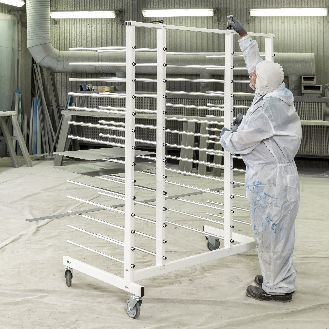 Trockenwagen in blau 460x500x1200mm mit Auflagerohren-Beschreibung lesen