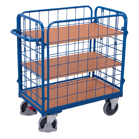 Etagenwagen, niedrig und komplett vergittert mit 3 Etagen 1000x700mm-Beschreibung lesen