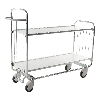Bordwagen verzinkt mit 2 laminierten Böden 1195x470mm und vergitterten Stirnwänden und Bremse