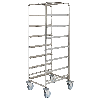 Edelstahl-Kistenwagen 560x500x1565mm mit 7 Etagen, Gummibereifung und Bremse