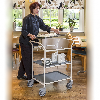 Kongamek Tablettwagen 770x495x960mm blau pulverbeschichtet mit Bremse und 3 Tabletts in grau