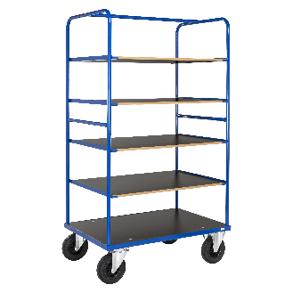 Multi-Etagenwagen in blau 1000x700x1800mm mit 5 Etagen, Gummibereifung und Bremse-Beschreibung lesen