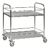 Kongamek Edelstahl- Tischwagen rostfrei mit 2 Böden 825x500mm mit Umrandung und Bremse