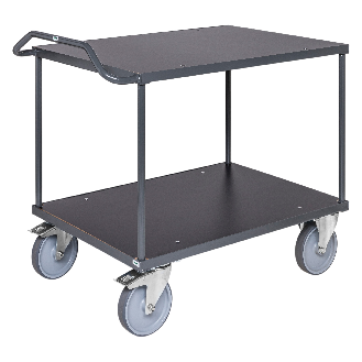 Ergonomischer Tischwagen dunkelgrau 1110x700x965 mm mit MDF-Platte, Gummibereifung und Bremse-Beschreibung lesen