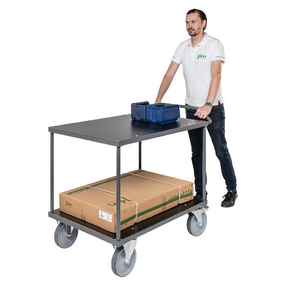 Ergonomischer Tischwagen dunkelgrau 1110x700x965 mm mit MDF-Platte, Gummibereifung und Bremse Ergonomischer Tischwagen dunkelgrau 1110x700x965 mm mit MDF-Platte, Gummibereifung und Bremse-Beschreibung lesen
