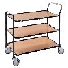 Tischwagen aus lackiertem Stahlrohr 850x508mm Ladefläche in Bucheoptik mit 3 Etagen Tischwagen aus lackiertem Stahlrohr 850x508mm Ladefläche in Bucheoptik mit 3 Etagen
