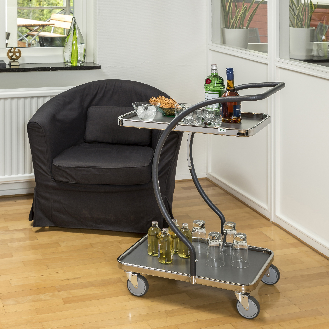 C-Line Tischwagen in grau mit Boden und Korb unten 595x360mm Ladefläche-Beschreibung lesen