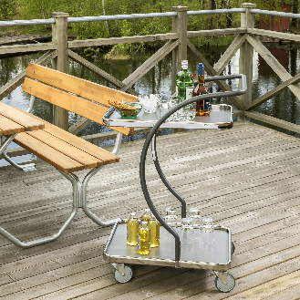 C-Line Tischwagen in grau mit Boden und Korb unten 595x360mm Ladefläche-Beschreibung lesen