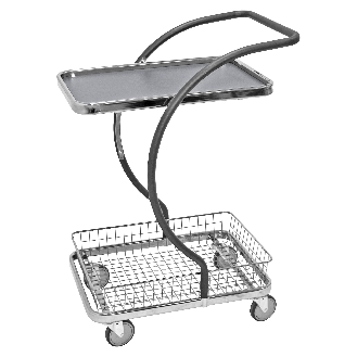 C-Line Tischwagen in grau mit Boden und Korb unten 595x360mm Ladefläche-Beschreibung lesen