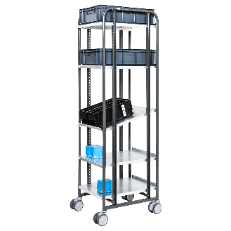 Handhabungswagen dunkelgrau 1277x638x1300mm mit einstellbaren Böden-Beschreibung lesen