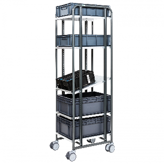 Handhabungswagen dunkelgrau 1277x638x1300mm mit einstellbaren Böden-Beschreibung lesen