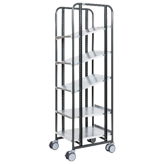 Handhabungswagen dunkelgrau 1277x638x1300mm mit einstellbaren Böden-Beschreibung lesen